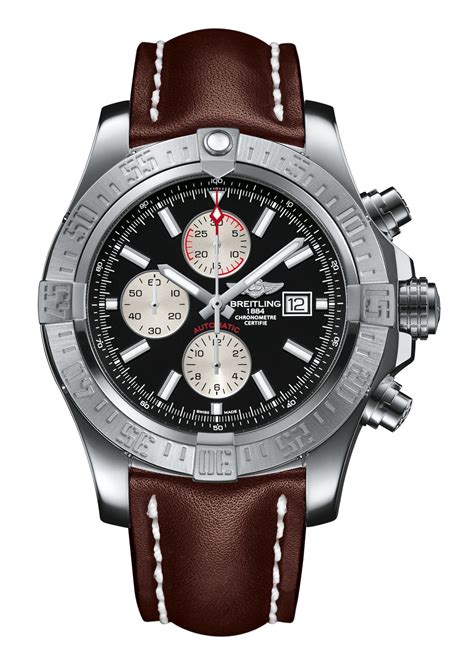 breitling super avenger brown leather strap|Breitling Brown Leather Strap with White Contrast .